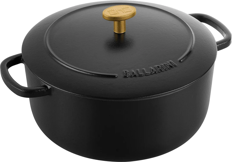 BALLARINI Bellamonte Casserole Dish, Dutch Oven, Enamelled Cast Iron, Round, 22 cm, 3.0 L, Black
