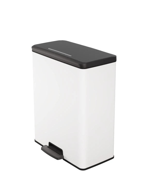 Curver Deco Rectangular Bin 65L, White, for Kitchen, Laundry Room, Garage, 486x284x615mm, 100% Recycled PP (Previous Version)
