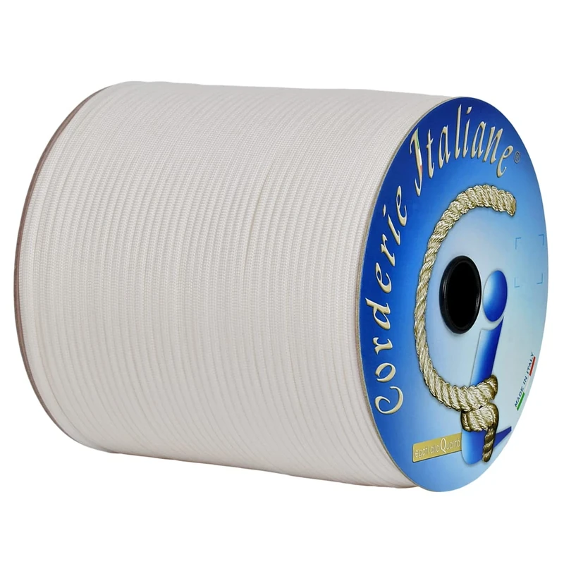 Paracord 550 Type III Basic, white 4 mm - 200 mt, core 7 threads, 100% Made in Italy 006078326 Corderie Italiane