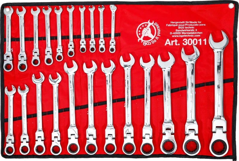 BGS Diy 30011 | Ratchet Combination Wrench Set | flexible Heads | 6 - 32 mm | 22 pcs.