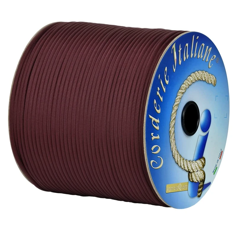 Paracord 550 Type III basic, burgundy 4 mm - 200 mt, core 7 threads, 100% Made in Italy 006078340 Corderie Italiane
