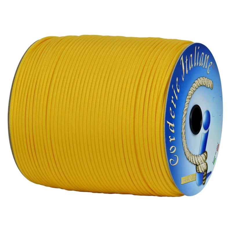 Paracord 550 Type III Basic, yellow 4 mm - 200 mt, core 7 threads, 100% Made in Italy 006078357Corderie Italiane - Image 1