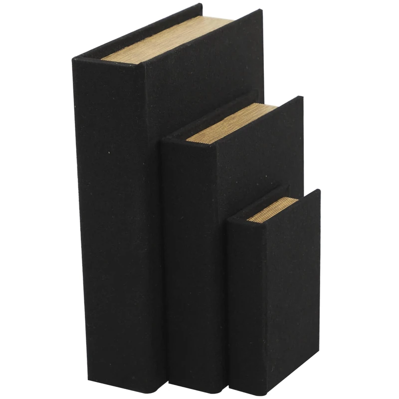Deco 79 Linen Faux Book Box, Set of 3 12", 9", 6" H, Black