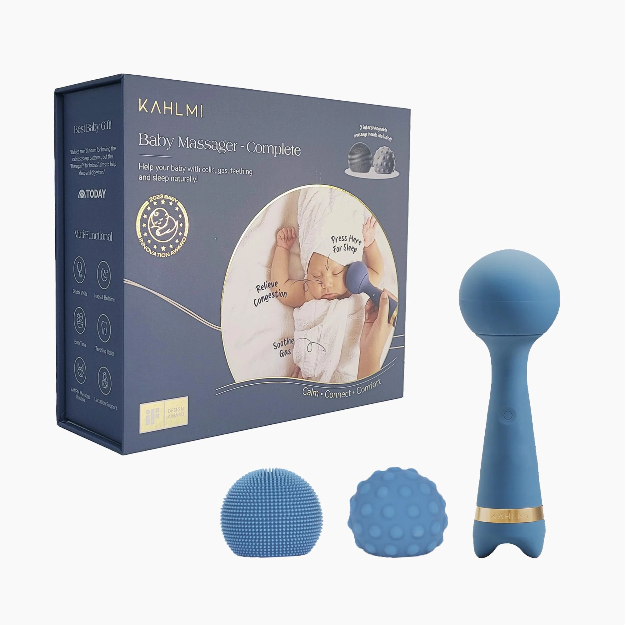 KAHLMI Baby Massager for Baby Constipation, Gas Relief, Colic Calm, and Baby Sleep Aid, Edible-Grade Silicone Baby Soother Approved by Pediatric Experts for Newborn, Infant, Toddler, Gift