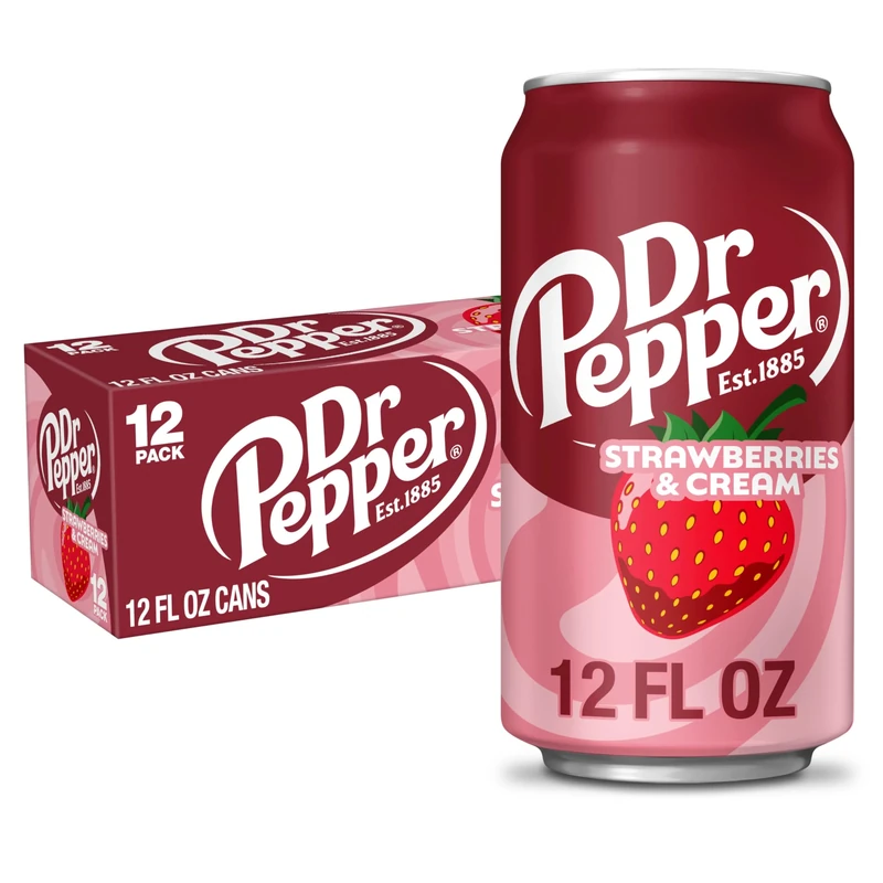 Dr Pepper Strawberries and Cream Soda, 12 fl oz cans, 12 Pack