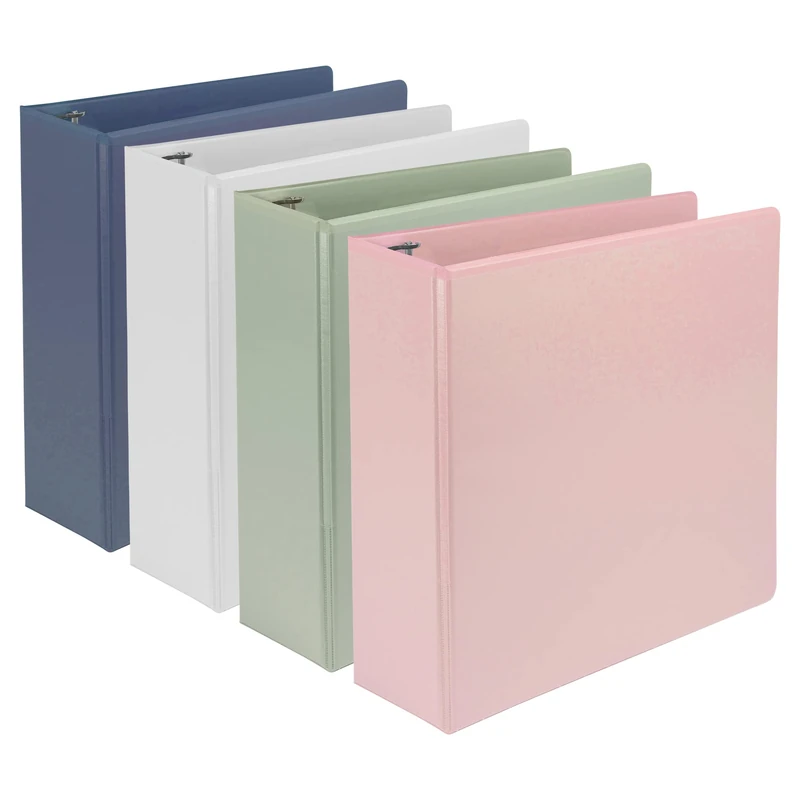 Samsill Earth's Choice,3" Durable D-Ring View Binder 4Pack, USDA Certified Plant Based, Eco-Friendly, Boho Assortment