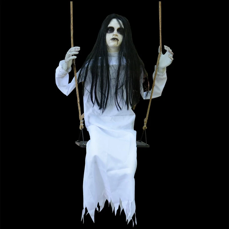 PARTYGEARS Halloween decorations Props Hanging Swinging Girl with creepy expressions, Hanging ghosts the best indoor and outdoor decorations for Halloween