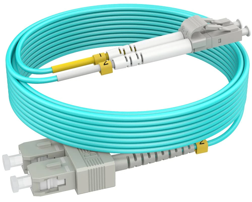 RamboCables 10ft(3m) OM3 SC LC Fiber Patch Cables MMF Multimode, Options 1ft~200ft, Fiber Optic Patch Cords Duplex, 50/125μm 10G LSZH OD 2.0mm