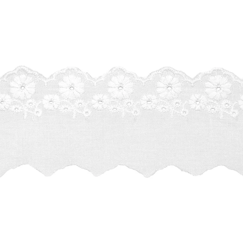 xingmo 4meter White Scalloped Lace Trim, Cotton Ruffle Embroidery Scalloped Lace Trim Fabric for Sewing, Clothes, Collar, Width 5 cm
