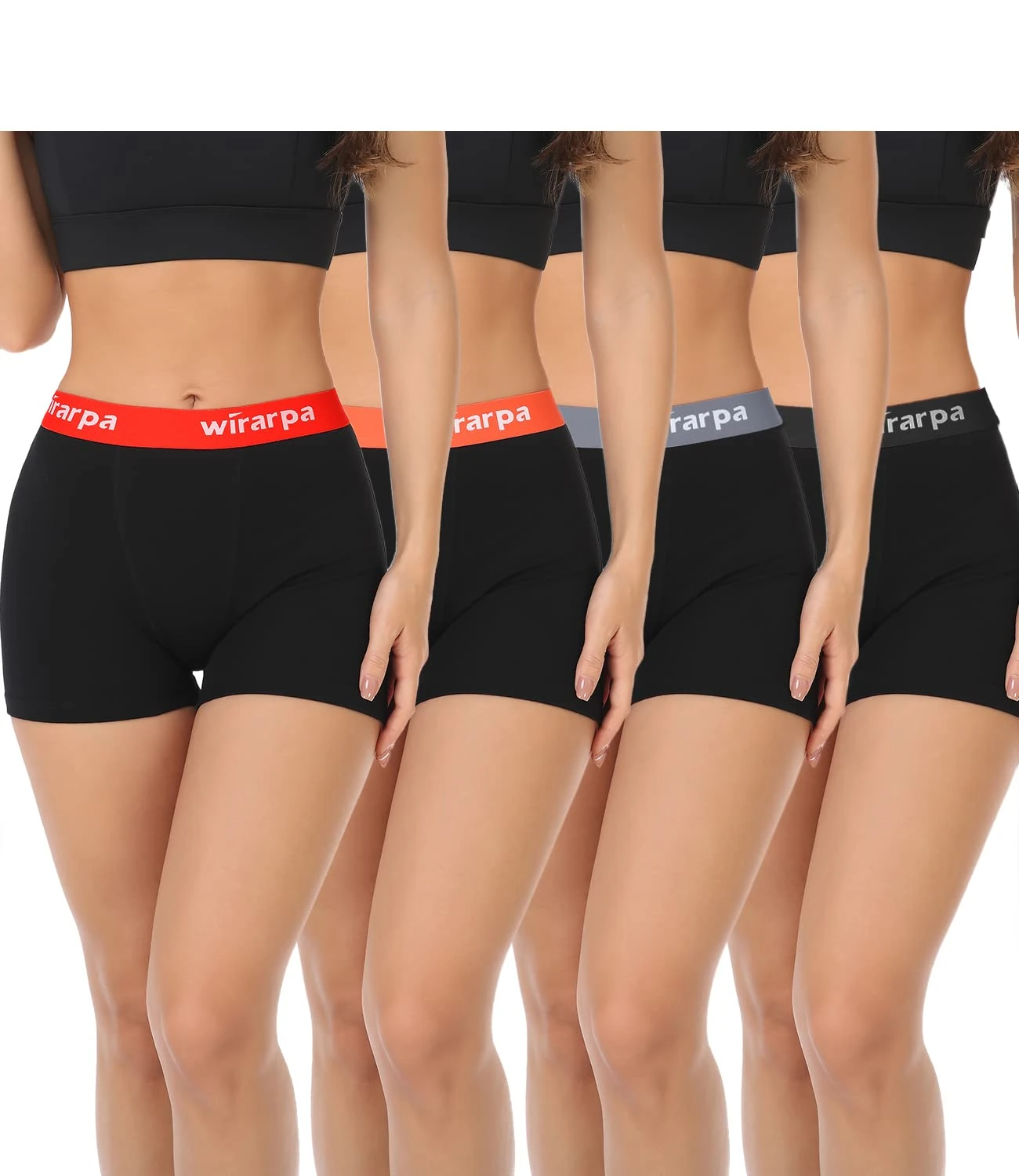 wirarpa Women's Cotton Boxer Briefs 3" Inseam Ladies Safety Boxer Shorts Anti Chafing Boyshorts Panties Black 4 Pack Size L