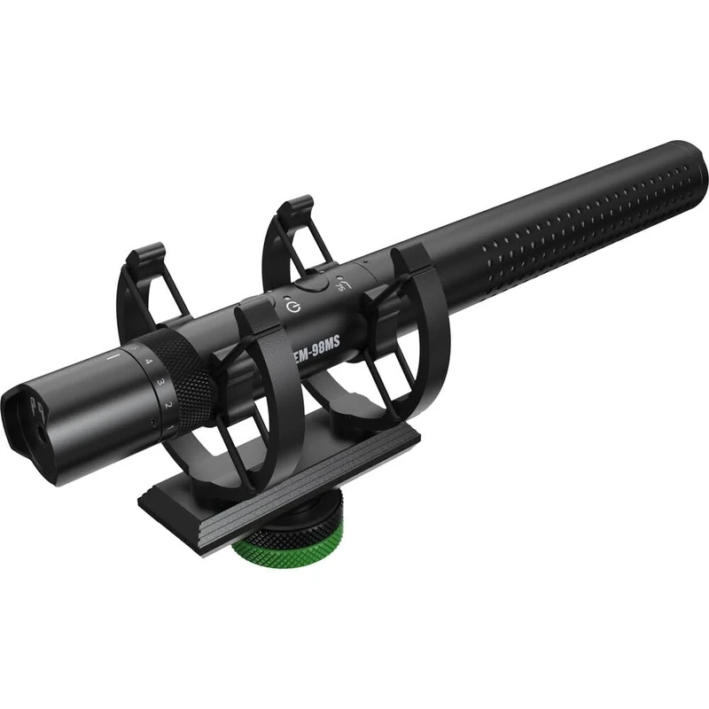 Mackie EM-98MS Professional USB Shotgun Microphone With Rechargeable Battery, Cold Shoe Shock Mount and Headphone Output