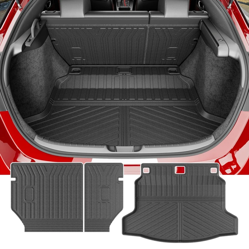 powoq Trunk Mat Compatible with 2022 2023 2024 Honda Civic Hatchback Backrest Mat TPE Cargo Liner Replacement for 2022 23 24 Honda Civic Accessories (Fit Hatchback, Rear Backrest Mat+Rear Trunk Mat)