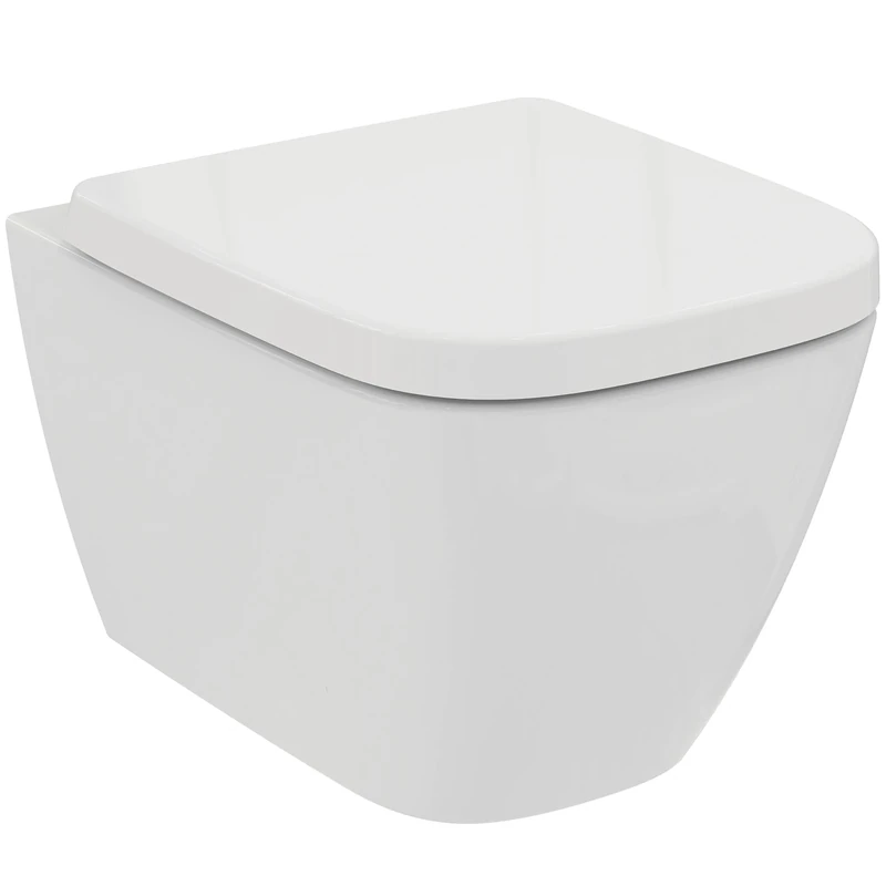 Ideal Standard - i.Life S, RimLS+ Wall-Mounted Toilet Without Rim Complete with Slow Closing Toilet seat Cover, E-Packaging Dedicated to Ceramic Transport,White