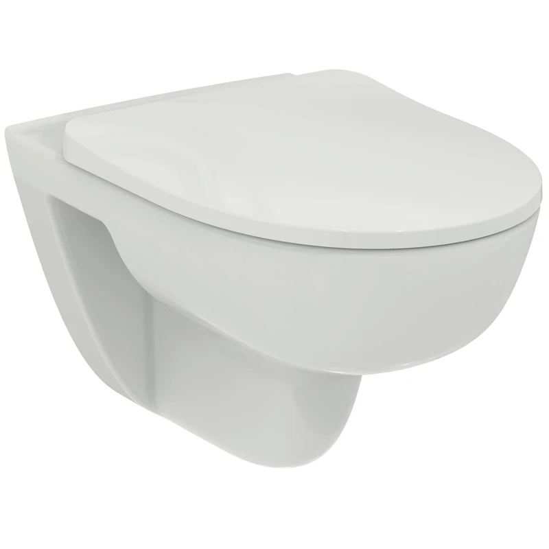 Ideal Standard – i.Life A Wall-Hung Toilet Bowl Bundle, Round Design, Rimless Toilet (RimLS+), Soft Close seat, in White Glossy Finish