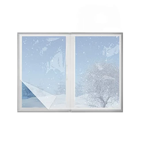 Yotache Window Insulation Kit 122cm Wide ×252cm Long Indoor Window Cold Condensation, Anti-Tearing EVA Transparent Insulating Foil for Thermal Insulation of Window