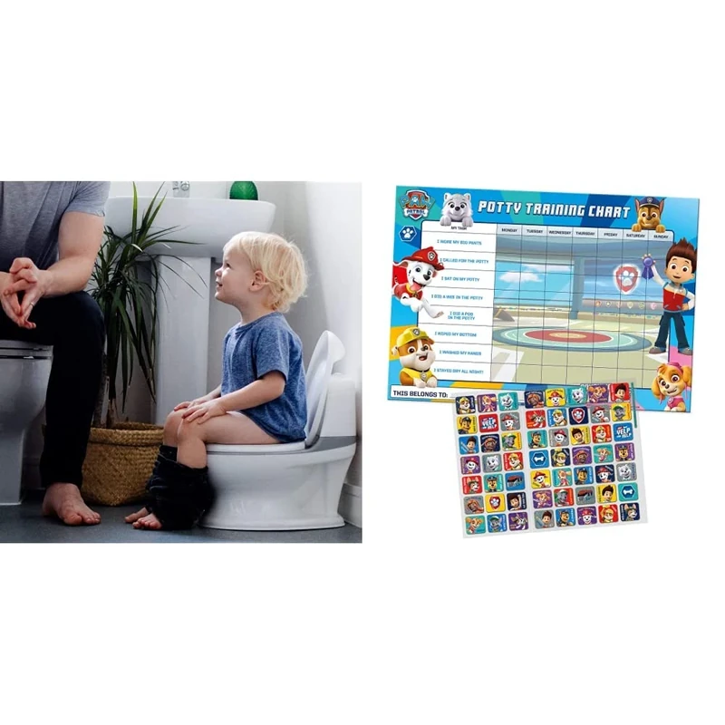 Nuby Potty, My Real Mini Size Toilet with Lid and Flush Sound, Potty Training Toilet, White & Paper Projects 01.70.30.025 Paw Patrol Potty and Toilet Training Reward Chart and Stickers, 29.7cm x 42cm