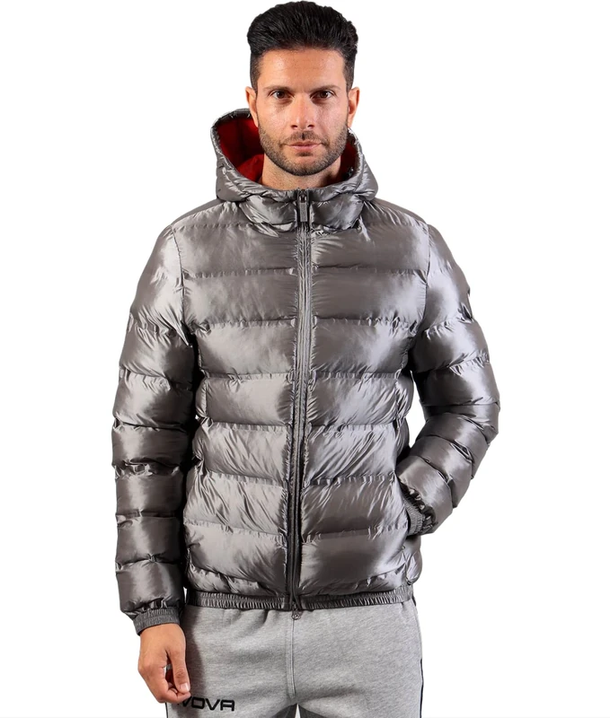 Givova Master Short Down Jacket, Light Grey/red, L