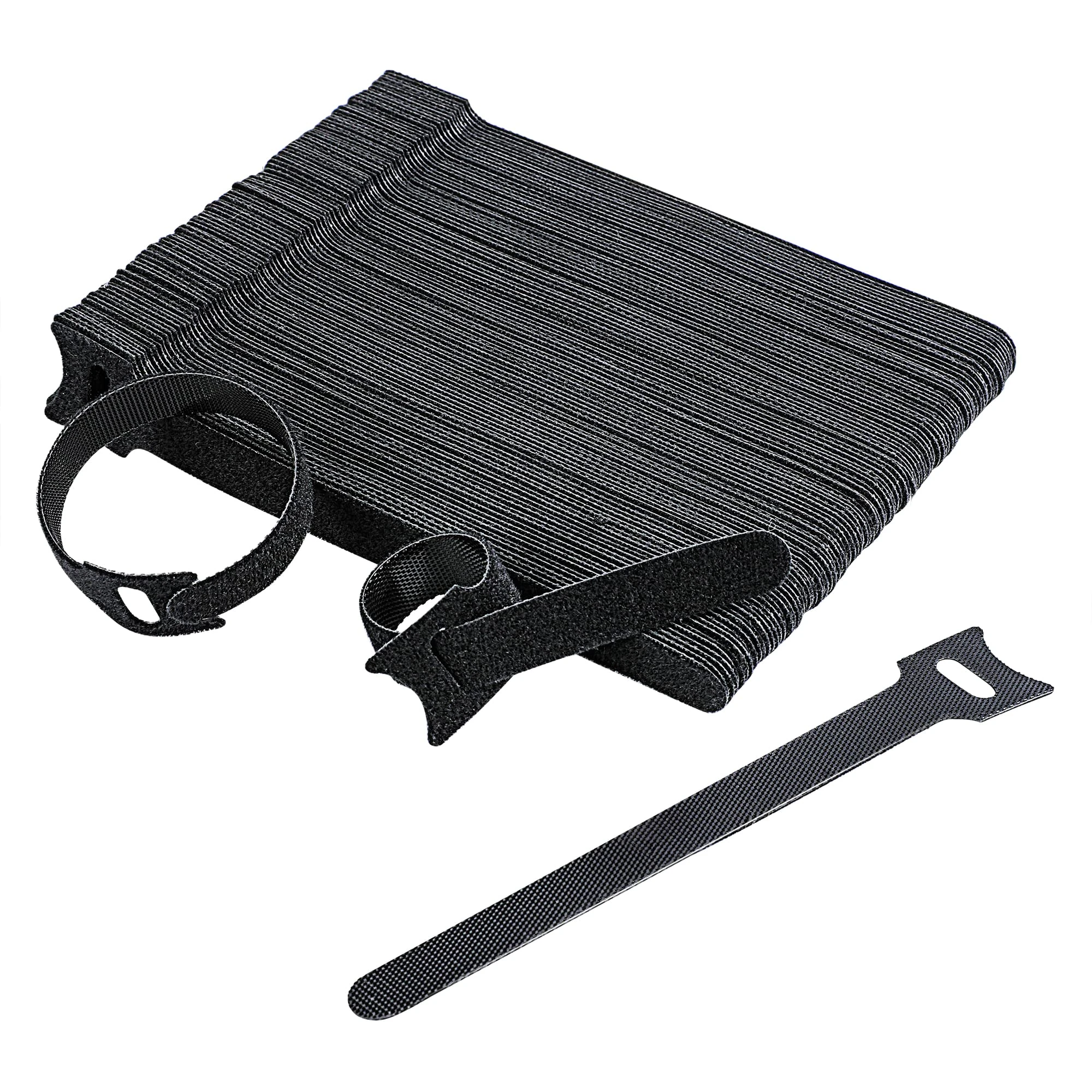 Amazon Basics Adjustable Cable Straps, Ties, Cord Organiser, 100 Count, Black