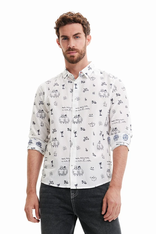 Desigual Men's T-Shirt, White, XXL