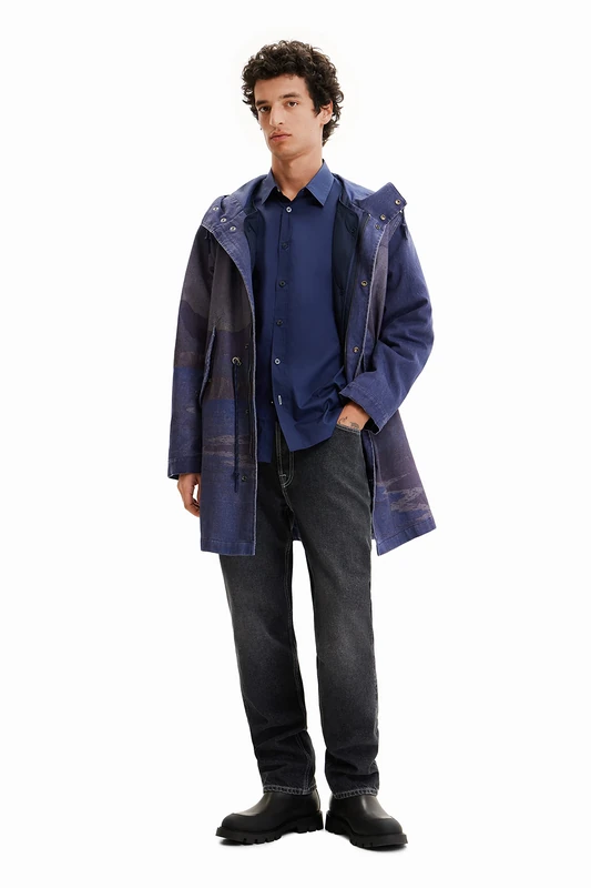 Desigual Men's Chaq_Hayden 5000 Navy, Blue, Collar Size: 17.5