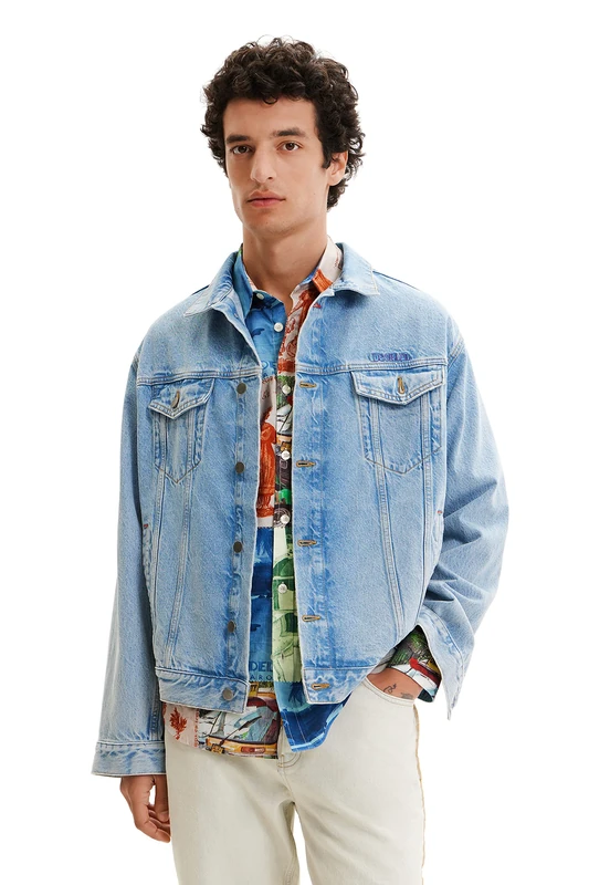 Desigual Men's Chaq_5017 Denim Destroy Medium Wash, Blue, M