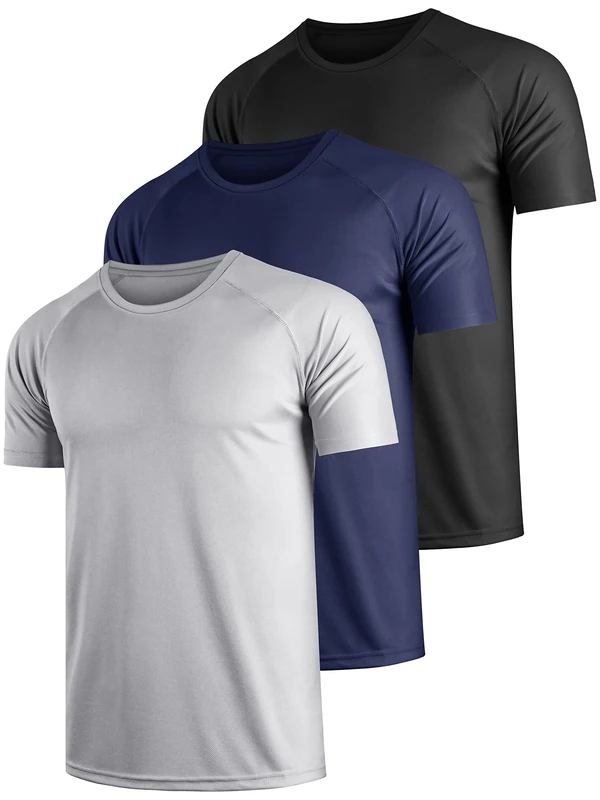 Teesmen Men's 3-Pack Quick-Dry T-Shirts - Moisture Wicking, Breathable