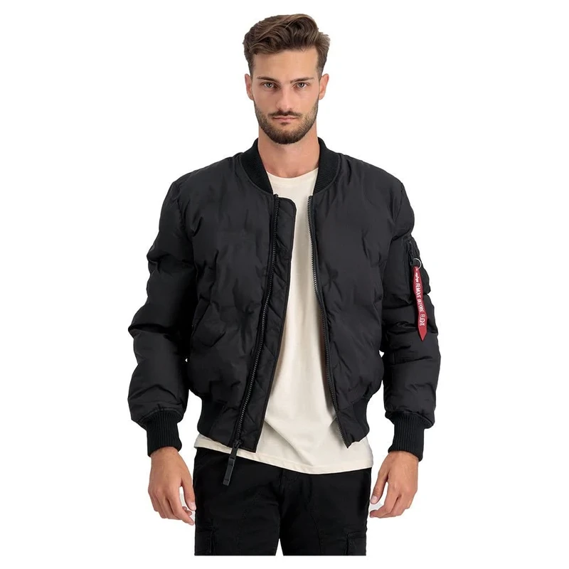 Alpha Industries MA-1 Emb. Logo Puffer Bomber Jacket for Men Black