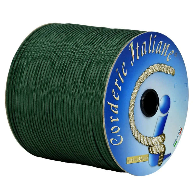 Paracord 550 Type III Basic, dark green 4 mm - 200 mt, core 7 threads, 100% Made in Italy 006078418 Corderie Italiane