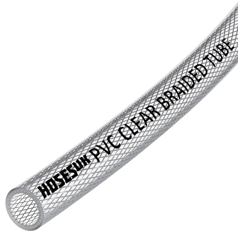 8mm (5/16") ID PVC Clear Reinforced Braided Air, Water, Oil, Gas, Food Flexible Plastic Hose Tube 70 Metres