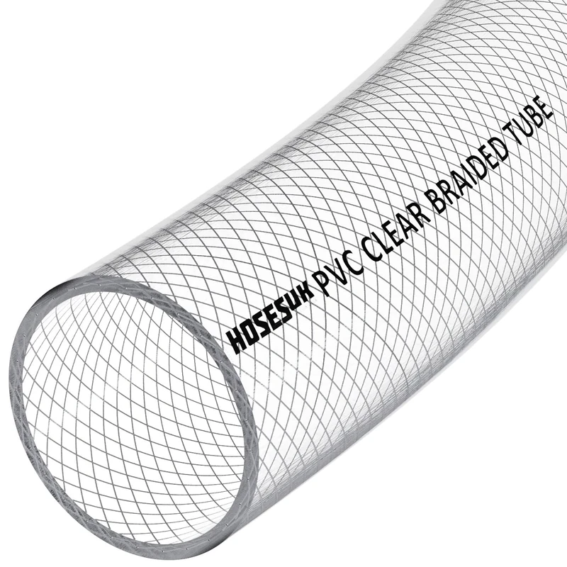 38mm (1 1/2") ID PVC Clear Reinforced Braided Air, Water, Oil, Gas, Food Flexible Plastic Hose Tube 13 Metres