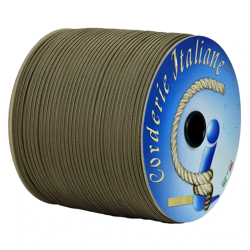Paracord 550 Type III Basic, beige/black 4 mm - 200 mt, core 7 threads, 100% Made in Italy 006078425 Corderie Italiane