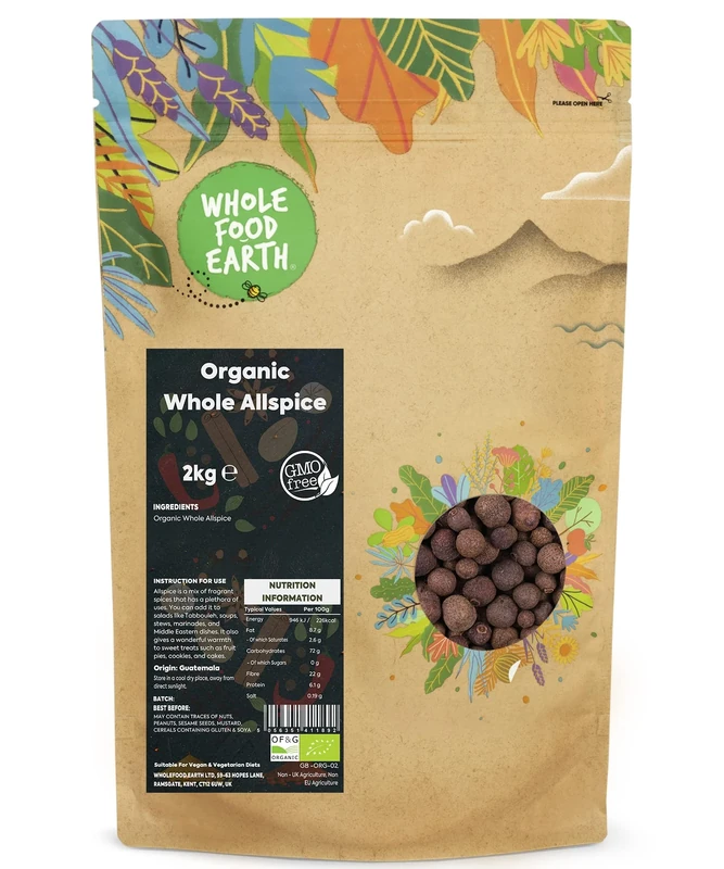 Wholefood Earth Organic Whole Allspice 2 kg | GMO Free | Certified Organic
