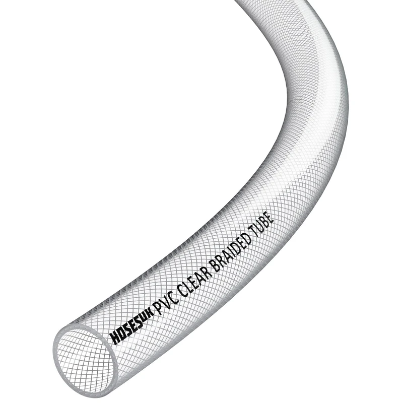 19mm (3/4") ID PVC Clear Reinforced Braided Air, Water, Oil, Gas, Food Flexible Plastic Hose Tube 25 Metres