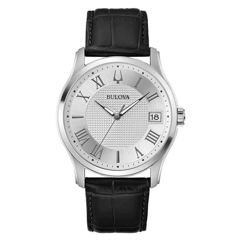 Bulova Men Analog Quartz Watch with Leather Strap 96B388 - Image 1