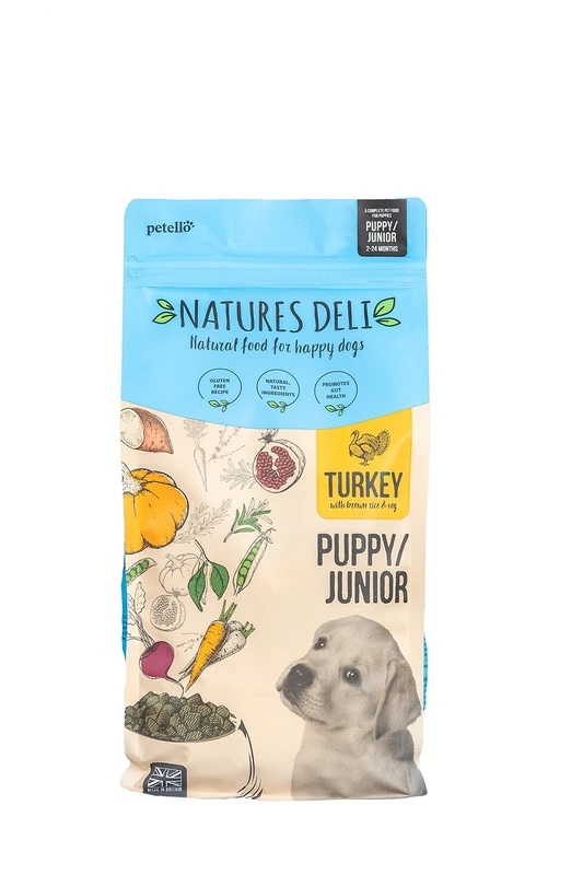 Natures Deli Puppy/ Junior Dry Dog Food, Turkey and Rice, Natural Complete Hypoallergenic Food for Dogs, Suitable for All Breeds, 12 kg (Pack of 1)