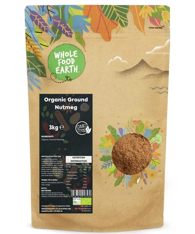 Whole Food Earth® - Organic Ground Nutmeg 3 kg | GMO Free | Certified Organic