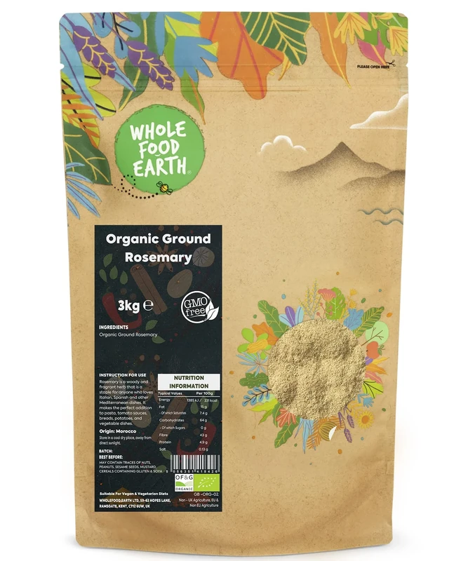 Whole Food Earth® - Organic Ground Rosemary 3 kg | GMO Free | Certified Organic