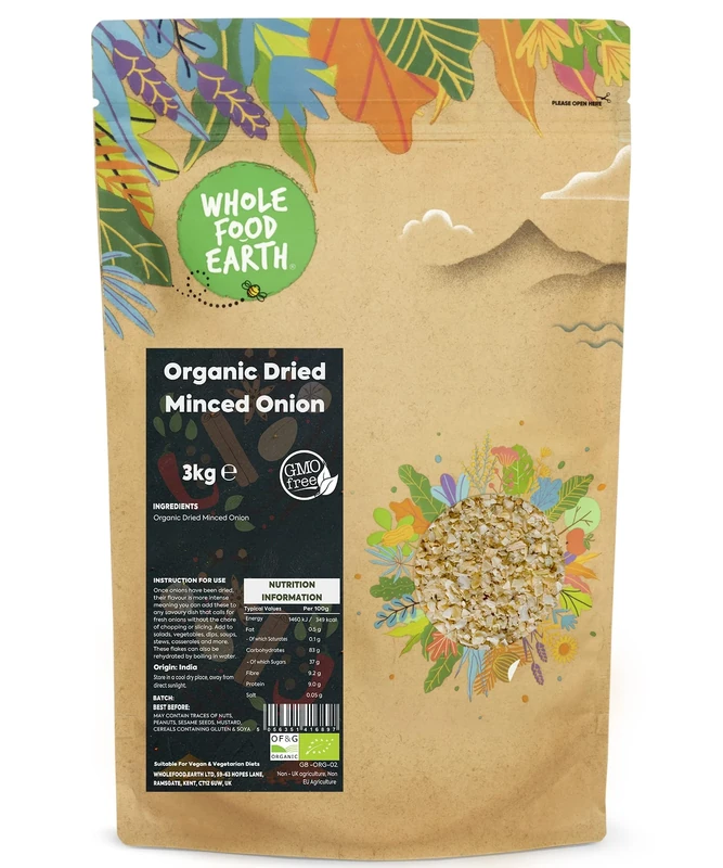Whole Food Earth® - Organic Dried Minced Onion 3 kg | GMO Free | Certified Organic