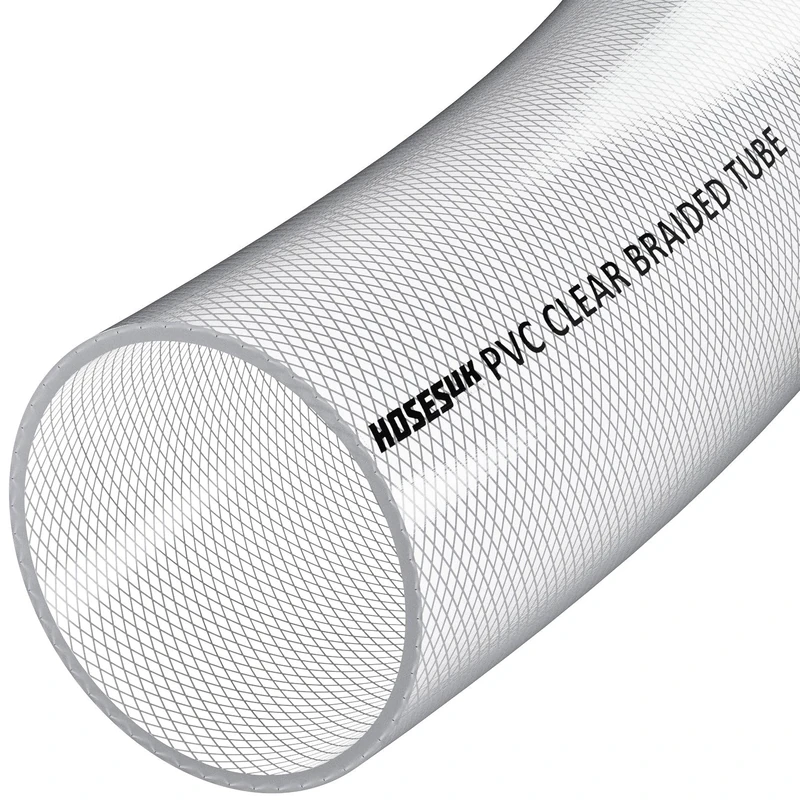 51mm (2") ID PVC Clear Reinforced Braided Air, Water, Oil, Gas, Food Flexible Plastic Hose Tube 7 Metres