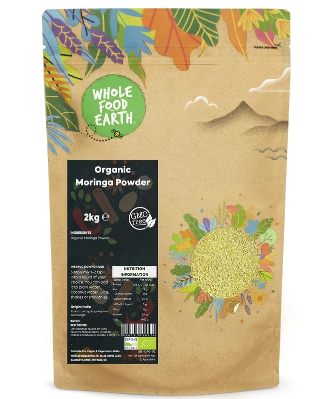 Wholefood Earth Organic Moringa Powder 2 kg | GMO Free | Certified Organic