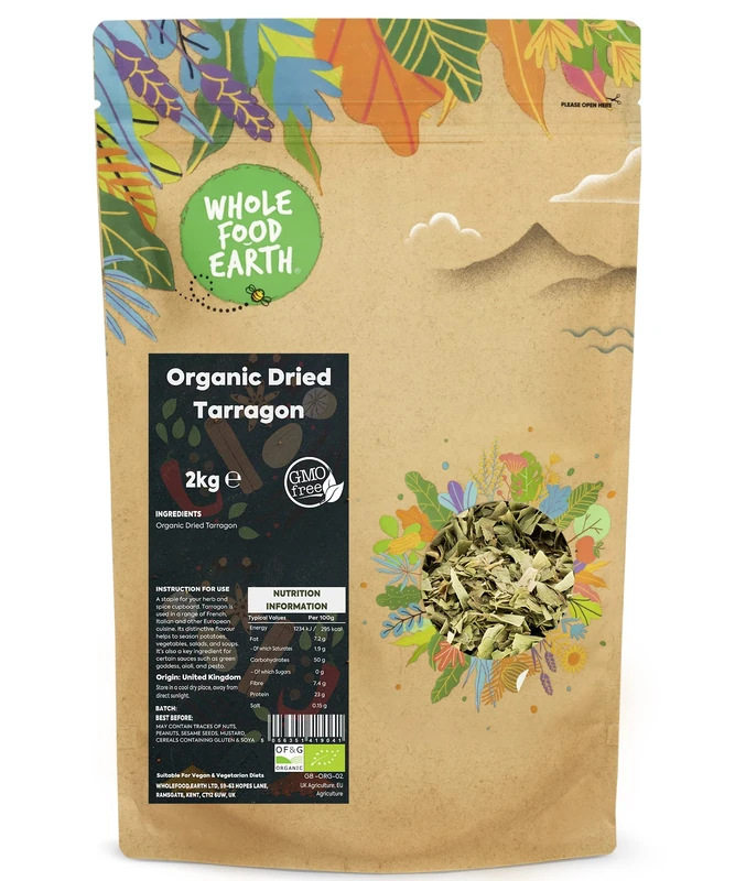 Wholefood Earth Organic Dried Tarragon 2 kg | GMO Free | Certified Organic - Image 1