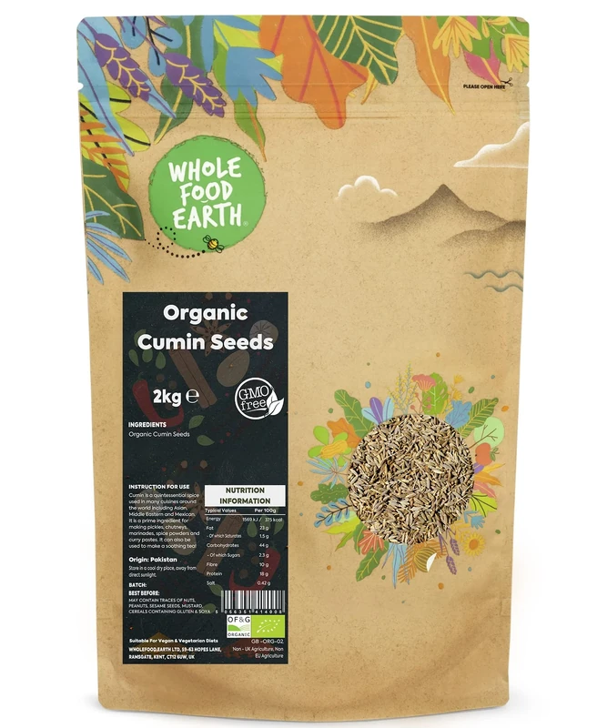 Whole Food Earth® - Organic Cumin Seeds 2 kg | GMO Free | Certified Organic