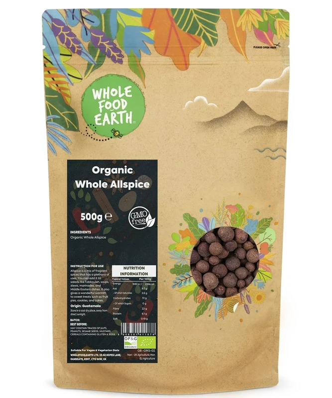 Whole Food Earth® - Organic Whole Allspice 500 g | GMO Free | Certified Organic
