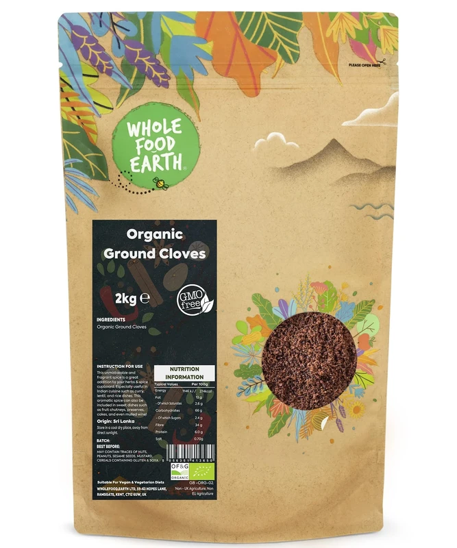 Wholefood Earth Organic Ground Cloves 2 kg | GMO Free | Certified Organic