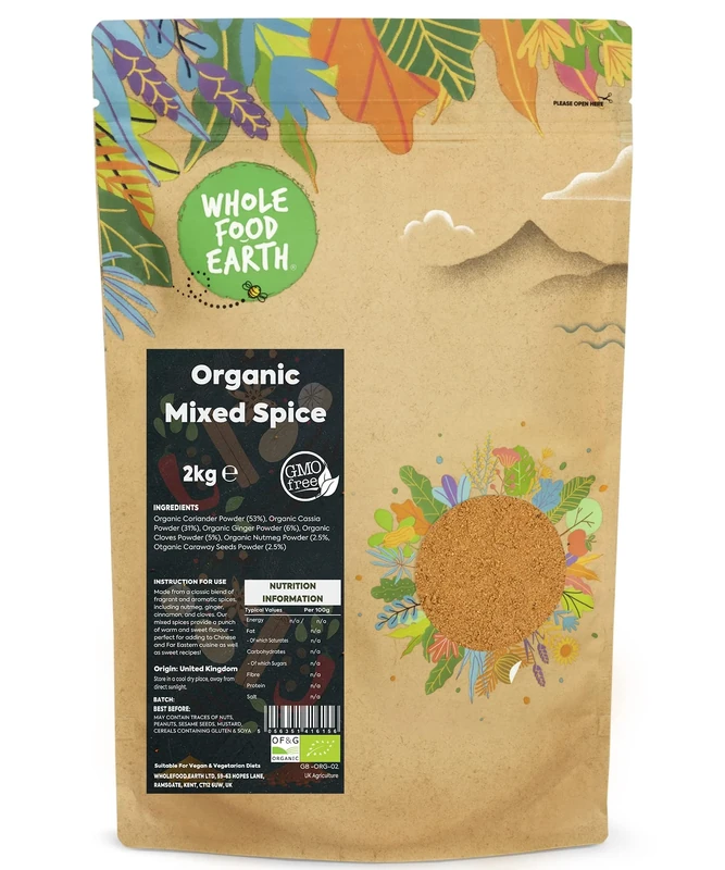 Wholefood Earth Organic Mixed Spice 2 kg | GMO Free | Certified Organic
