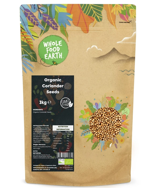 Whole Food Earth® - Organic Coriander Seeds 3 kg | GMO Free | Certified Organic - Image 1