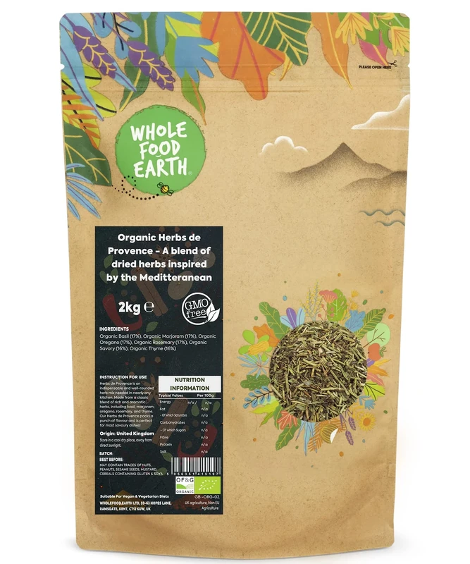 Wholefood Earth Organic Herbs de Provence - A blend of dried herbs inspired by the Meditteranean 2 kg | GMO Free