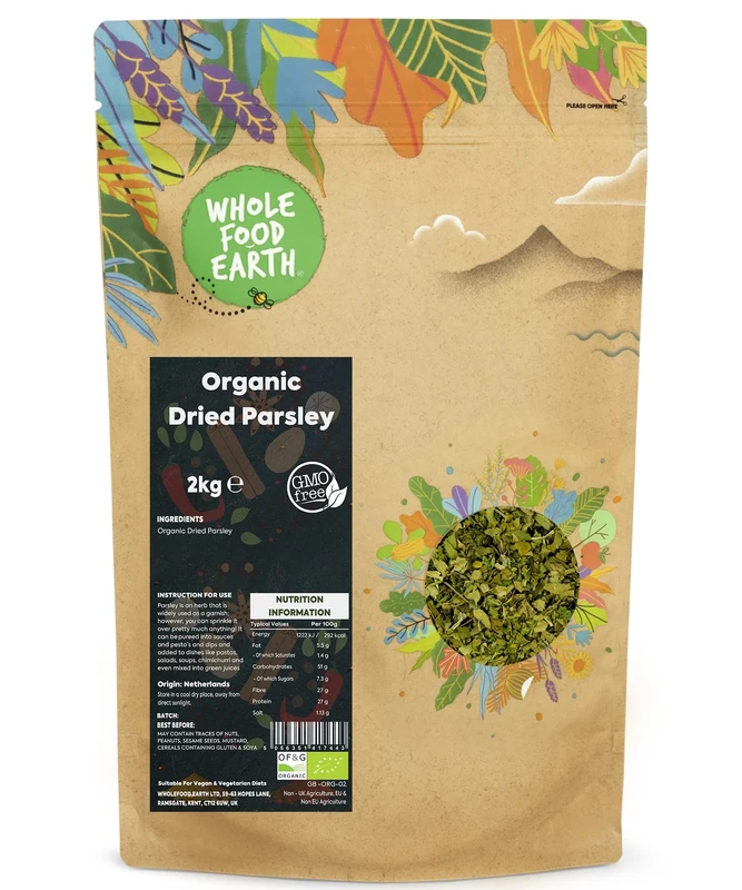 Wholefood Earth - Organic Dried Parsley - 2kg - High Fibre & Rich in Vitamin K - 100% Pure Single Ingredient - Batch-Tested for Purity - Wholesale Bulk Pack
