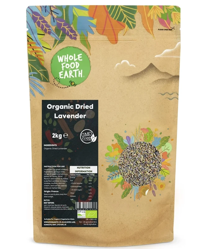 Whole Food Earth® - Organic Dried Lavender 2 kg | GMO Free | Certified Organic