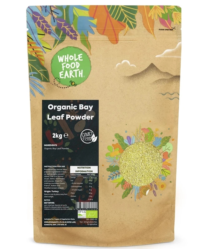 Whole Food Earth® - Organic Bay Leaf Powder 2 kg | GMO Free | Certified Organic